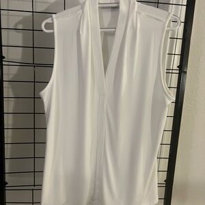 Tahari White Sleeveless Blouse
